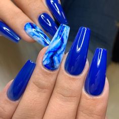 Marble Acrylic Nails, Nails Trend, Water Color Nails, Cute Acrylic Nail Designs, Blue Nail Designs, Blue Nail, Summer Acrylic Nails