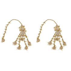 Blossom Box's Kiana Earrings comes in a gold plated finish with stunning baby faux pearl stones make these exquisite earrings really special - this pair are light in weight & can be paired with almost any outfit. Perfect accessory for every jewelry box! Handcrafted Metal: Metal Alloy, Gold Plated Stone: Polki stones & Pearls Size: Length: 3.5" Width: 2" Gold Plated Ear Cuff For Formal Occasions, Formal Gold Plated Ear Cuff, Formal Gold-plated Ear Cuff, Festive Drop Earrings With Gold Beads, Gold-plated Bridal Earrings For Party, Gold Plated Bridal Earrings For Party, Gold-tone Wedding Earrings, Gold-plated Ear Cuff With Matching Earrings, Gold-plated Dangle Pearl Earrings