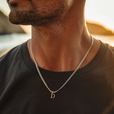 Crafted with care, this Men's Personalized Initial Necklace emerges as the epitome of thoughtfulness and elegance, making it the ultimate gift for your boyfriend. Each pendant, diligently shaped from premium sterling silver, proudly bears an initial, transforming it into a deeply personal token of affection. This piece is not just a piece of men's jewelry; it's a symbol of your unique bond. Gift Jewelry With Initial Pendant And Curb Chain, Initial Pendant Jewelry With Curb Chain For Gift, Father's Day Silver Curb Chain Jewelry, Gift Necklace With Initial Pendant And Curb Chain, Silver Curb Chain Jewelry For Father's Day, Gift Cuban Link Sterling Silver Necklace, Sterling Silver Cuban Link Necklace For Anniversary, Sterling Silver Cuban Link Jewelry For Everyday, Everyday Sterling Silver Cuban Link Jewelry