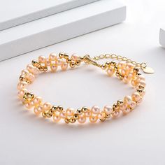 14K Gold Filled Multilayered Bracelet Natural Freshwater Pearl Jewelry – Atom Oracle Natural Pearl Jewelry, Freshwater Pearl Jewelry, Purple Pearl, Real Pearls, Natural Pearl, Pearl Types, Freshwater Cultured Pearls, Pink Bracelet, Nature Bracelets