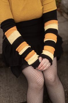 The same spooky Halloween colors and thick, sweatery knit of our Trick Or Treat Stripes Thigh High Socks, now in a leg warmer/sleeve! Cozy Knee-high Socks For Fall Stocking Stuffer, Cozy Knee-high Socks For Fall, Knitted Thigh-high Socks For Fall, Knitted Thigh High Socks For Fall, Thigh High Knitted Socks For Fall, Casual Leg Warmers For Cosplay In Fall, Casual Fall Leg Warmers For Cosplay, Fitted Leg Warmers For Fall, Winter Cosplay Stretch Leg Warmers