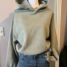 Nwot Sage Green Hoodie From Zara Elastic Waist And Cuffs Size Large Very Soft And Comfy, Lovely Color! Basic Hooded Winter Sweater, Basic Winter Hooded Sweater, Basic Winter Hoodie Sweater, Basic Long Sleeve Winter Hoodie, Oversized Cozy Green Hoodie, Basic Hooded Sweatshirt For Fall, Basic Fall Hoodie For Loungewear, Comfy Green Hoodie For Fall, Basic Fall Loungewear Hoodie