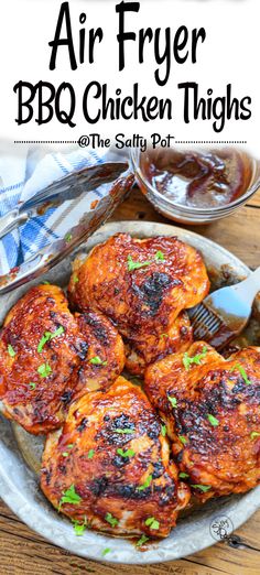 air fryer bbq chicken thighs on a plate