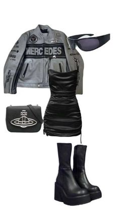 leather dress & boots w/ a mercedes jacket Mode Inspo, 가을 패션, Really Cute Outfits, Casual Style Outfits, Lookbook Outfits, Teen Fashion Outfits, Retro Outfits