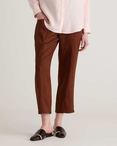 100% European Linen Tapered Ankle Pants Linen Ankle Pants, Brunch With Friends, Scoop Neck Midi Dress, Dressy Blouse, Silk Cami, Wide Leg Linen Pants, European Linens, Basic Tee, Linen Women