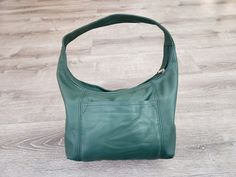 Green leather bag in classic everyday hobo style, Rosa | eBay Casual Hobo Bag With Top Handle, Green Leather Baguette Bag For Everyday Use, Everyday Green Leather Baguette Bag, Classic Soft Leather Hobo Bag For Everyday, Soft Leather Satchel Baguette Bag For Everyday Use, Everyday Use Top Handle Hobo Bag, Casual Soft Leather Hobo Bag For Everyday, Casual Everyday Soft Leather Hobo Bag, On-the-go Hobo Bag