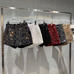 Glittery Clothes, Sparkly Clothes, Reception Outfits, Sparkly Shorts, Sparkly Outfits, Glitter Shorts, Shine Like A Star, Preformance Outfits, Zipper Shorts