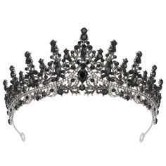 PRICES MAY VARY. ♕ Add a magical touch to your big day by wearing this sparkling tiara. You are looking at the sensational and unique rhinestone crown. ♕ Encrusted with stunning Austrian crystals of various sizes, this tiara shines bright like diamond which is unparalleled in flawlessness and clarity. ♕ Tiara measures approx. 2.76 inch in height, 5.7 inch in diameter, crafted specifically to fit women and girls and perfectly fit in your glamorous hairstyles. ♕ The multicolored princess tiara is Black Crown Veil, Gothic Crown Queens, Black And Silver Crown, Hair With Crown, Emo Wedding, Royal Queen Crown, Tiara For Bride, Vampire Ball, Wedding Tiara Veil