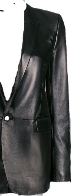 Designer Leather Blazer With Lapel Collar, Designer Blazer With Lapel Collar, Luxury Blazer With Suit Collar For Night Out, Designer Office Blazer, Luxury Notch Lapel Blazer For Night Out, Designer Leather Blazer With Notch Lapel, Designer Leather Jacket With Notch Lapel For Formal Occasions, Tailored Luxury Leather Jacket, Designer Tailored Leather Blazer