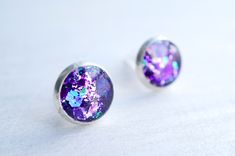 Glitter Studs  {$12.00} Artistic Purple Earrings For Gift, Artsy Purple Jewelry For Gifts, Sparkling Purple Jewelry Gift, Sparkling Purple Jewelry For Gift, Glitter Round Jewelry As Gift, Glitter Round Earrings For Gifts, Iridescent Sparkling Jewelry Gift, Round Glitter Jewelry As Gift, Iridescent Sparkling Jewelry As Gift