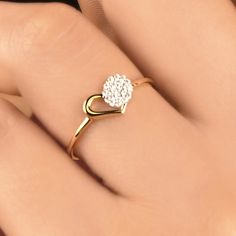 14K Solid Gold Minimalist Heart Ring, 1st Year Anniversary Heart Love Ring, Stacking Heart Zirconia Ring Heart Infinity Ring, 1st Year Anniversary, Gold Heart Ring, Gold Rings Simple, Gold Water, Zirconia Rings, Gold Cocktail Ring, 1st Year, Gold Cocktail