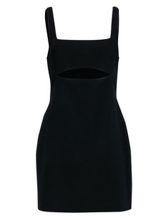 Current Boutique-Halston - Black Sleeveless Mini Dress w/ Bust Cutout Sz 12 Chic Mini Dress With Cut-out Waist For Date Night, Evening Mini Dress With Cutout Back, Cutout Back Mini Dress For Evening, Chic Mini Bodycon Dress With Cutout Back, Chic Mini Dress With Cutout Back, Cocktail Mini Dress With Cutout Back, Sleeveless Evening Dress With Cutout Back, Date Night Mini Dress With Cutout Back, Mini Dress With Cutout Back For Date Night