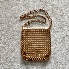 New! Crown Vintage Wood Beaded Crossbody Bag Drawstring Closure Shoulder Strap With 20" Drop Interior Fabric Pouch 10½" L X 1" W X 11" H Brown Bags With Chain Strap For Vacation, Brown Vacation Bag With Chain Strap, Natural Shoulder Bag With Chain Strap For Everyday Use, Brown Shoulder Bag With Chain Strap For Vacation, Brown Bag With Chain Strap For Summer, Brown Shoulder Bag With Chain Strap For Summer, Beaded Crossbody Bag, Fabric Pouch, Crown Vintage