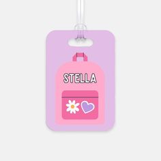 Make sure your child's bag never gets lost with our kids personalized bag tags! These bag tags are customized with your child's name and contact information, making it easy for others to know who it belongs to if the bag is misplaced. The bright colors and fun designs will also help your child easily identify their bag among others.  Add cute flair to your little one's bag! These adorable rectangle luggage tags stand out easily for high impact and visibility.  Size: 2 3/4″ x 4″ Material: Durable Playful Personalized Bags For End Of School Year, Cute Rectangular Backpack For Gift, Cute Rectangular Backpack Gift, Cute Rectangular Backpack As Gift, Personalized Rectangular Luggage Tag For School, Playful Customizable Bags For Travel, Custom Name Pink Travel Bag, Customizable Rectangular Backpack For Daily Use, Everyday Customizable Rectangular Backpack