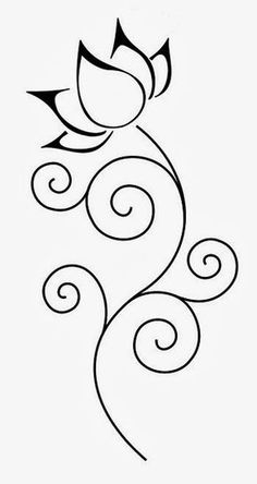 a black and white drawing of a flower with swirls on the petals, in front of