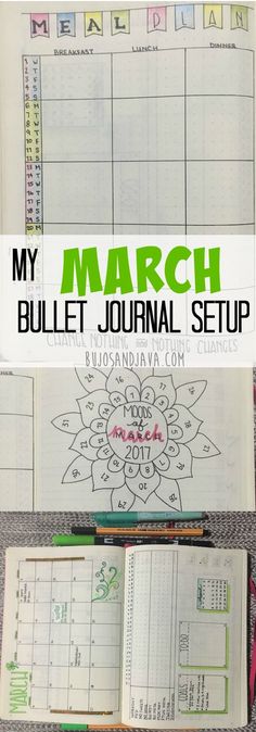 My March Bullet Journal Monthly Layout with calendar, habit tracker, meal plan, workout tracker, and gratitude log... plus more Bullet Journal Monthly Layout, Journal Monthly Layout, Meal Plan Workout, Gratitude Log, Plan Workout, March Bullet Journal, Bullet Journal Monthly, Monthly Layout, Bujo Layout