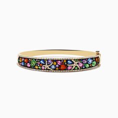 Effy Watercolors 14K White Gold Multi Sapphire and Diamond Bracelet Luxury Multicolor Gold Bracelet, Luxury Multicolor Jeweled Bracelets, Multicolor Multi-stone 14k Gold Bracelets, Multicolor 14k Gold Bracelets For Formal Occasions, Starfish Bracelet, Multi Sapphire, Effy Jewelry, Gold Yellow, Starfish