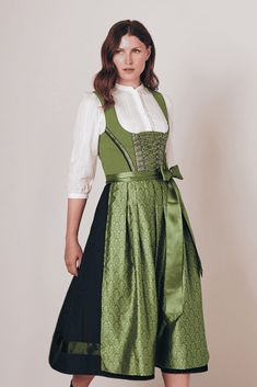 018568-000 Stockingsbach / Struempfelbach  3 pc Traditional  Festive Krueger Swabian Collection Dirndl with two aprons - German Specialty Imports llc Dirndl Pattern, Dirndl Dress Traditional, Traditional German Clothing, Dutch Clothing, Lace Apron, White Linen Blouse, Dirndl Blouse, Oktoberfest Outfit, Jacquard Skirt