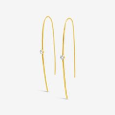 diamond and gold threader earrings Fine Jewelry Yellow Gold Diamond Earrings With Ear Wire, Modern Yellow Gold Bezel Setting Earrings, 14k Yellow Gold Diamond Earrings With Ear Wire, Yellow Gold Diamond Earrings With Ear Wire, Elegant Everyday Hoop Threader Earrings, Modern Gold Linear Earrings With Diamond Accents, Elegant Hoop Threader Earrings For Everyday, Modern Linear Gold Earrings With Diamond Accents, Minimalist Diamond Earrings With Ear Wire