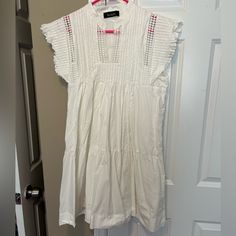 Excellent Used Condition! Never Worn, Only Washed White Casual Mini Dress With Ruffle Sleeves, White Flutter Sleeve Mini Dress For Vacation, Cotton Dress, Flutter Sleeve, Sleeve Cotton, Cotton Dresses, Colorful Dresses, Color White, Womens Dresses