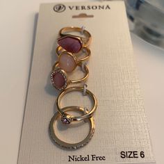 Versona Brand- Nickel Free. Pretty Nude & Pinkish Colors. Set Of 5. Size 6 6 Rings, Womens Jewelry Rings, Ring Sets, Women Jewelry, Size 6, Pink, Women Shopping, Color