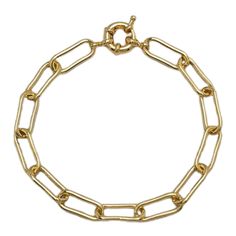 Gold Plated Link Bracelet - Approx. Length: 7.5" - Chain Length: 0.66" - Spring Ring - Gold Luxury Gold Plated Timeless Chain Bracelet, Luxury Gold Plated Chain Bracelet With Oval Link, Delicate Chain, Timeless Accessories, To Night, Ring Gold, Tote Backpack, Phone Bag, Spring Rings