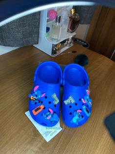 Staring at these till I'm blue in the face 🔵 Customised Stitch X Prime  Glow in the dark initials can be changed upon request  Unisex children size 10. Dark Blue Crocs, Custom Crocs, Blue Crocs, Im Blue, Clogs And Mules, Clogs Shoes, Glow In The Dark, Kids Shoes, The Face