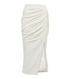 Cotton Midi Skirt, Ruched Skirt, Long Skirts, Emily Ratajkowski, Jonathan Simkhai, Cropped Tops, Club Style, Asymmetrical Hem, Asymmetric Hem