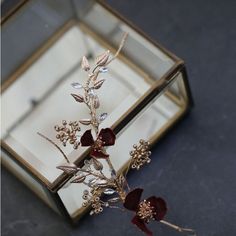 Brand New, Can Be Used With Black Hair Clips To Attach To Buns Or Loose Waves Perfect For Weddings If You Like A Retro Style Wedding Red Flowers, Vintage Bridal Accessories, Gold Leaf Hair, Flower Pedals, Black Hair Clips, Bridal Hair Piece, Leather Headbands, Bridal Wrap, Wedding Costs