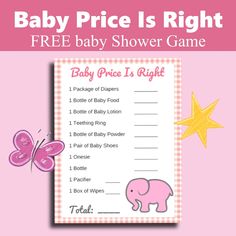 a baby price is right game with an elephant and stars on the side, in pink