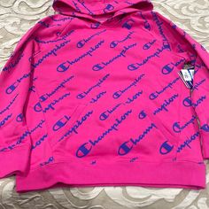 New Never Worn Pink Champion Hoodie, White Champion Hoodie, Champion Jacket, Champion Sweatshirt, Champion Hoodie, Youth Hoodies, Sleeveless Jacket, Running Jacket, Boys Jacket