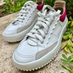 Brand New, Never Worn, Dust Bag Included Chic White Sneakers With Rubber Sole, Chic White Sneakers With Textured Sole, Chic White Low-top Sneakers, Chloe Shoes, Womens Shoes Sneakers, Limited Time, Pink White, Chloe, Baby Shoes