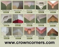 the different types of crown corners are shown in this page, and there is also an image