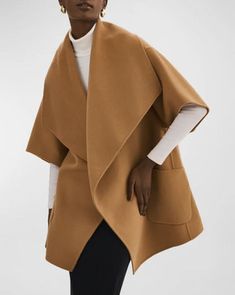 Draped Coat, Cape Fashion, Polo Pullover, Wool Blend Coat, Fashion Mode, Work For You, Double Face, Sweater And Shorts, Shirt Accessories