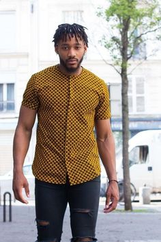 Sirt African Shirt Styles, Ankara Shirts For Men, Curry Shirt, Men African Fashion, Mens Traditional Wear, Men Kaftan, Matching Pants Set, African Print Shirt, African Suit