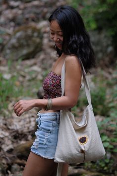 This linen Hobo Bag is a great piece to accentuate your outfit. Perfect for Casual, chic and Laid back look. And would also look perfect for Summer and Lazy Beach Days. Adjustable straps for your preferred shoulder strap length.  SIZES: ✂️ Long : 13'' inches  Wide : 13''  inches  Wooden Ring - to hold the adjustable straps Hand embroidery  Fabric: 🌻Made out of High Quality Light Weight woven Linen. 🌻 Washable 🌻 Sustainable and Eco Friendly Material. 🌻 Double Cotton muslin  inside to keep your stuff safe and secured. 🌻YKK Zippers - Gold plated, High Quality YKK Zippers that wouldn't break easily. These bags are handmade by the women's of Hill-tribe Villages of Northern Thailand from a high-quality woven Linen. This Bag is 100% Designed by me and carefully sewn and crafted with love. CA Summer Bags Beach, Hemp Bag, Hippie Bags, Bag Summer, Boho Bags, Summer Bag, Linen Bag, Embroidery Fabric, Boho Bag