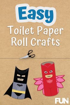 easy toilet paper roll crafts with instructions for kids to make them look like batmans