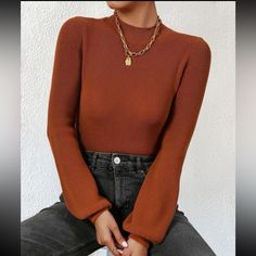 Long Sleev Crop Top From Shein. Thicker Material, Rubbed, “Lantern” Cinched Bell Sleeve. Burnt Orange/Reddish-Orange. Never Worn. Could Also Fit A Small. Burnt Orange Crop Top, Where To Buy Sweaters, Burnt Orange Top, Clothes Board, Yellow Clothes, Buy Sweaters, Reddish Orange, Orange Top, Shein Tops