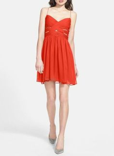 Perfect for a Valentine's Day date | red cutout chiffon dress Valentines Day Outfits, Teen Dresses, Chiffon Party Dress, Outfit Options, La Outfits, Romantic Adventures, Luxe Style, Day Outfits, Heart Fashion