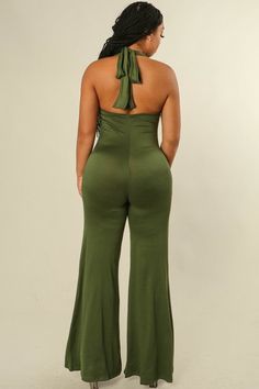 Get ready to rock this wide leg jumpsuit! With a halter neck and solid color, you'll be sure to turn heads. Perfect for any occasion, this jumpsuit is the ultimate fashion statement. MODEL WEARS SIZE SMALL. Solid Color Strapless Stretch Jumpsuit With Wide Leg, Stretch Strapless Jumpsuit With Wide Legs, Solid Color Strapless Wide Leg Jumpsuit For Party, Full Length Jumpsuits And Rompers For Summer Nights, Fitted Wide Leg Jumpsuit Or Romper In Solid Color, Full Length Strapless Jumpsuit For Summer, Strapless Jumpsuit For Date Night, Wide Leg Stretch Jumpsuits And Rompers In Solid Color, Stretch Wide Leg Jumpsuits And Rompers In Solid Color