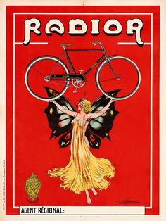 an advertisement for the bicycle company radiar with a woman in a yellow dress