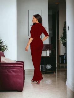 Fitted Two-piece Jumpsuit With Long Sleeves, Elegant Red Long Sleeve Pantsuit, Red Long Sleeve Formal Jumpsuit, Fitted Long Sleeve Two-piece Jumpsuit, Elegant Red Long Sleeve Jumpsuit, Sheer Texture, Half Sleeve Jumpsuit, Elegant Jumpsuit, Jumpsuit Elegant