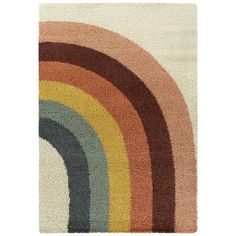 a multicolored rug with a rainbow design on the front and back of it