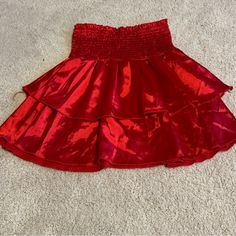 Never Worn But No Tags. Size Small Nothing Wrong But I’m 5’9 And It’s Way Too Short Fyi Red Ruffled Skirt For Night Out, Cheap Red Short Skirt, Cheap Flowy Red Mini Skirt, Fitted Red Ruffled Mini Skirt, Red Flowy Mini Skirt, Red Ruffled Mini Skirt, Shein Skirts, Ruffle Skirt, Too Short