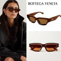 Bottega Veneta Eyewear's Sunglasses Are Designed With Rectangular Frames That Are Carved For A Dimensional Effect. Made From Brown Acetate, They're Fitted With Tonal Lenses And Have A Subtle Upward Slant. Height: 4.3cm / 1.7in Width: 15cm / 5.9in Brown Acetate 100% Uv Protection New With Tags And Case Buy More Save More !!! Please Check Out My Closet And Follow Me :-) Questions? Leave A Comment Below! Lenses Color, Brown Frame, Brown Sunglasses, Rectangular Sunglasses, Eyewear Sunglasses, Bottega Veneta, Sunglasses Accessories, Uv Protection, Follow Me