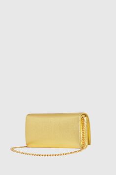 Meet our G Wallet Crossbody. Expertly crafted from genuine leather with antique brass hardware, this petite style is perfect while on-the-go. Complete your look by carrying it crossbody or holding it as a clutch. Style #:SS24TGNWXB 8. 5"W X 4"H X 1. | Rebecca Minkoff G Wallet Crossbody Bag In Gold Classic Gold Wallet On Chain, Classic Gold Wallet On Chain For Formal Events, Classic Gold Wallet On Chain For Formal Occasion, Leather Wallets With Gold-tone Hardware In Clutch Shape, Leather Clutch Wallet With Gold-tone Hardware, Leather Evening Bags With Card Slots, Formal Gold Wallets With Gold-tone Hardware, Formal Gold Wallet With Gold-tone Hardware, Leather Wallets With Detachable Strap For Evening