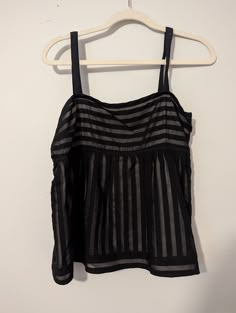 Adorable! Excellent. Used condition black and gray medium blouse  Ax2 Bd2 Black Summer Vest Top, Black Vest Top For Summer, Casual Black Sleeveless Blouse, Black Sleeveless Vest Top, Black Cami Top For Spring, Black Summer Cami Blouse, Black Vest Tank Blouse, Black Tank Vest Blouse, Black Tank Blouse With Vest Detail