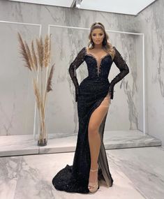 Gown Reference, Dress Grad, Feminine Hair, Matric Dress, Crystal Mermaid, The Black Dress, Long Cape, Elegant Outfit Classy, Crystal Dress