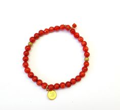 Coral Coin - MINU Jewels Adjustable Red Coral Jewelry, Adjustable Round Red Coral Jewelry, Coral Red Beaded Bracelets As Gift, Coral Beaded Bracelets For Gifts, Coral Stretch Bracelet With Round Beads, Adjustable Red Coral Bracelets, Coral Stretch Bracelet With Round Beads As Gift, Adjustable Coral Stretch Bracelet As Gift, A Bracelet