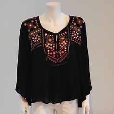 Beautiful Mango Blouse In Black With Embroidery Embellishment Details Front And Back. Nwot, Never Worn And In Excellent Condition Mango Blouse, Embellishment Details, Mango Tops, Black Red, Embellishments, Mango, Black And Red, Blouses, Womens Tops